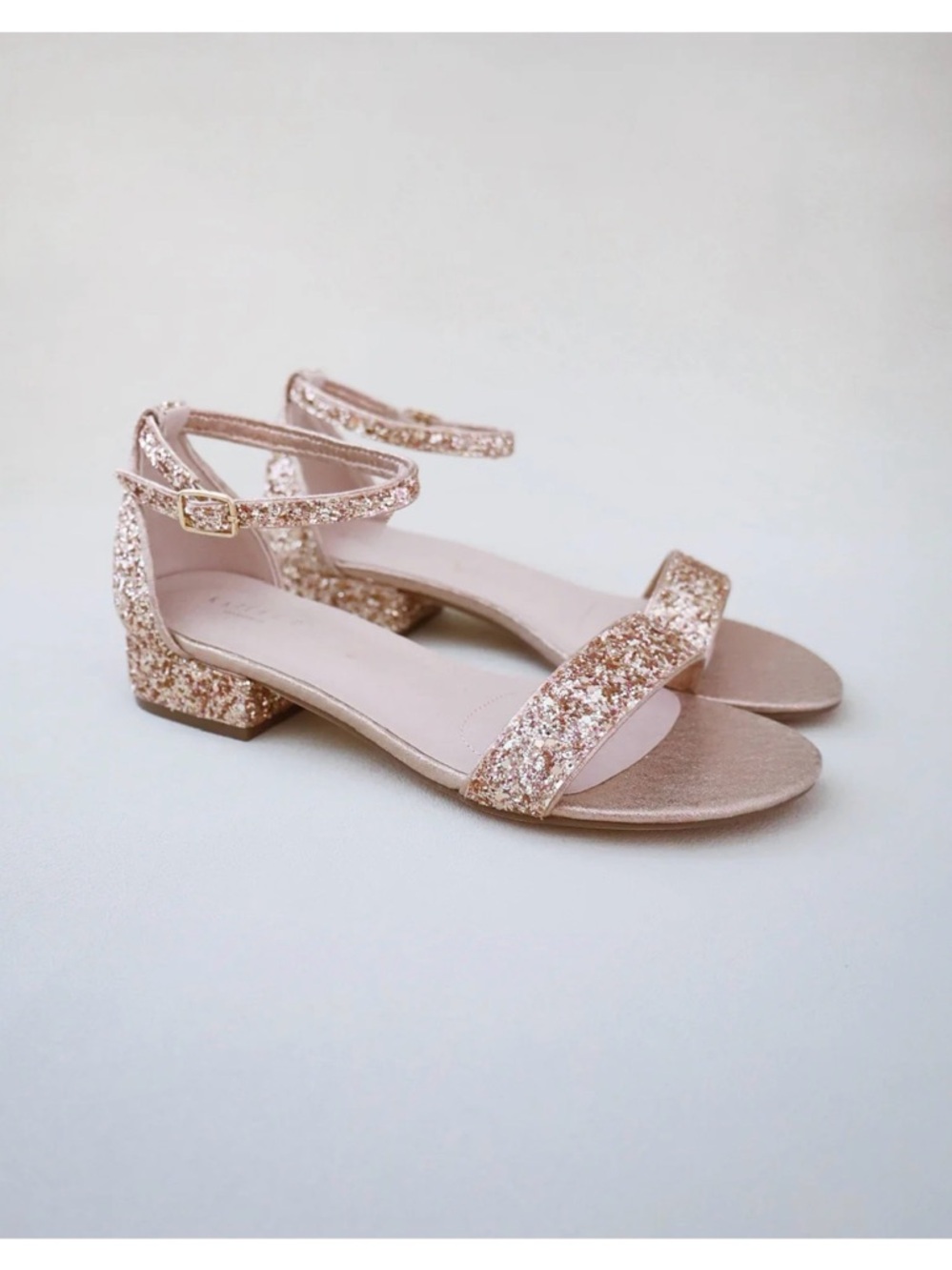Kailee P. Rose Gold Glitter Ankle-Strap Heels